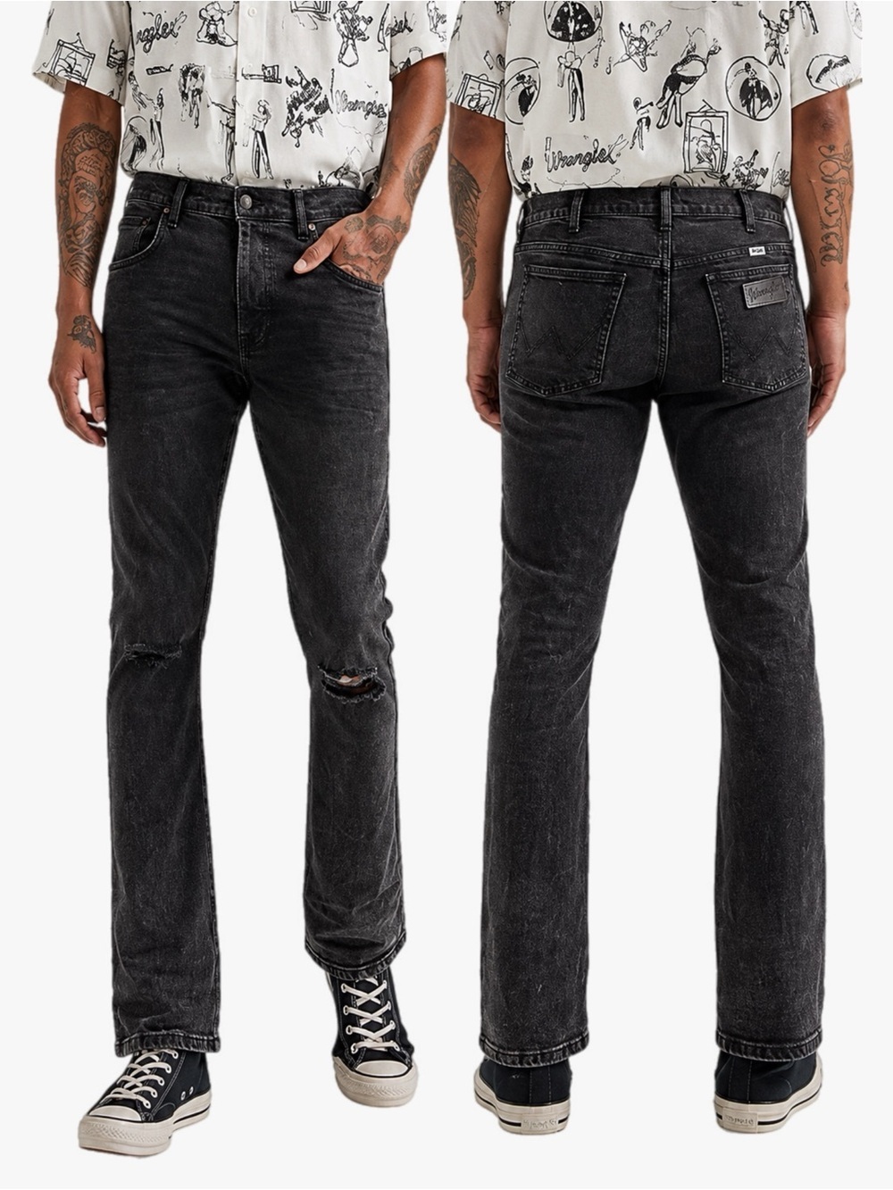 Wrangler Hard Days Night Bootcut Jeans Distressed Dark Wash NWT 29x30 Men Denim